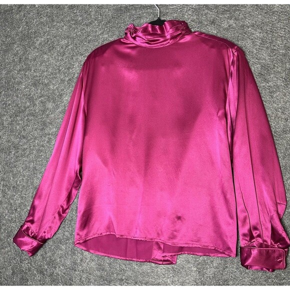 Vintage Austin Reed London 100% Silk Blouse Top Size 12 Magenta Pink Button Up - Picture 1 of 11